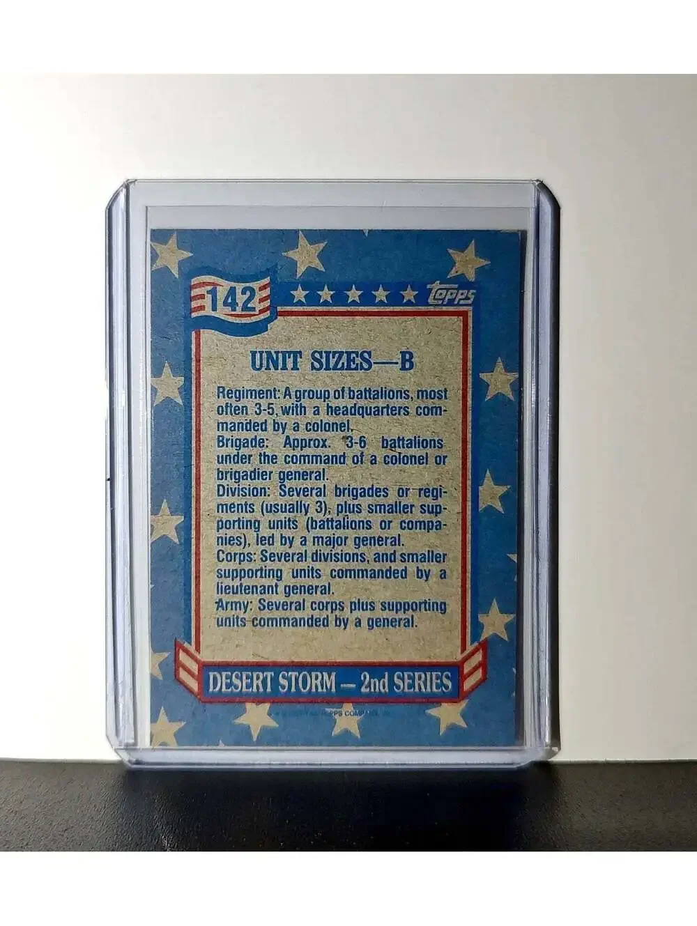 Unit Sizes – B 1991 Topps Desert Storm #142 Card